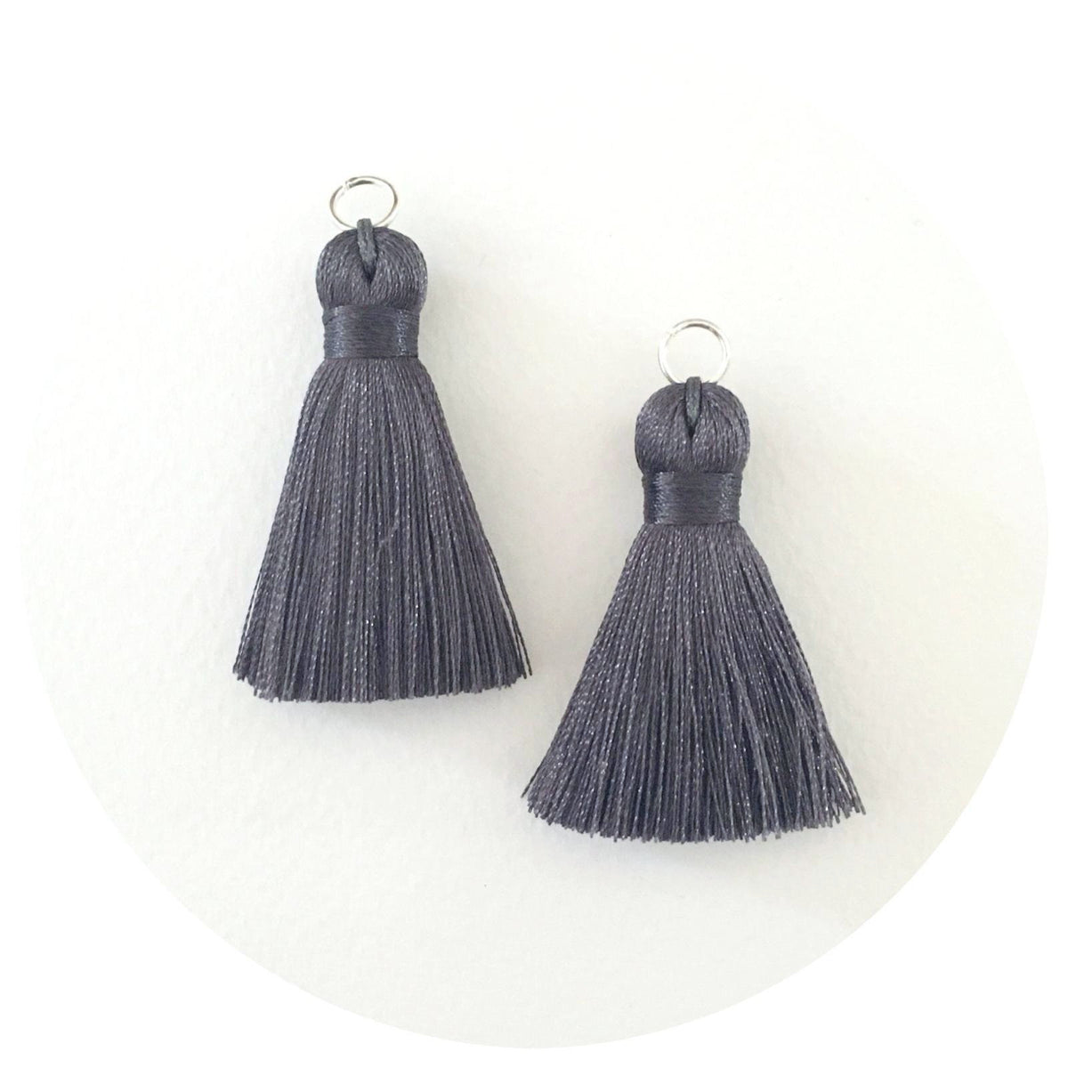 40mm Silk Tassels - Charcoal Grey - 2pack -  8705