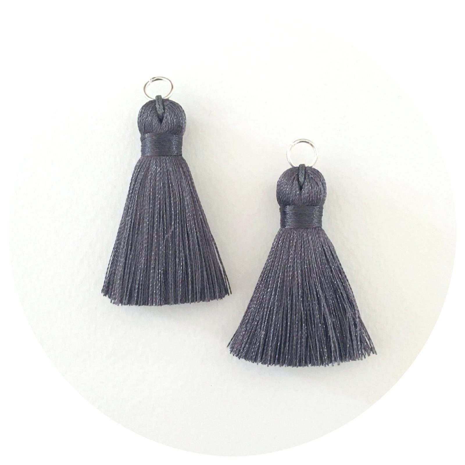 40mm Silk Tassels - Charcoal Grey - 2pack -  8705