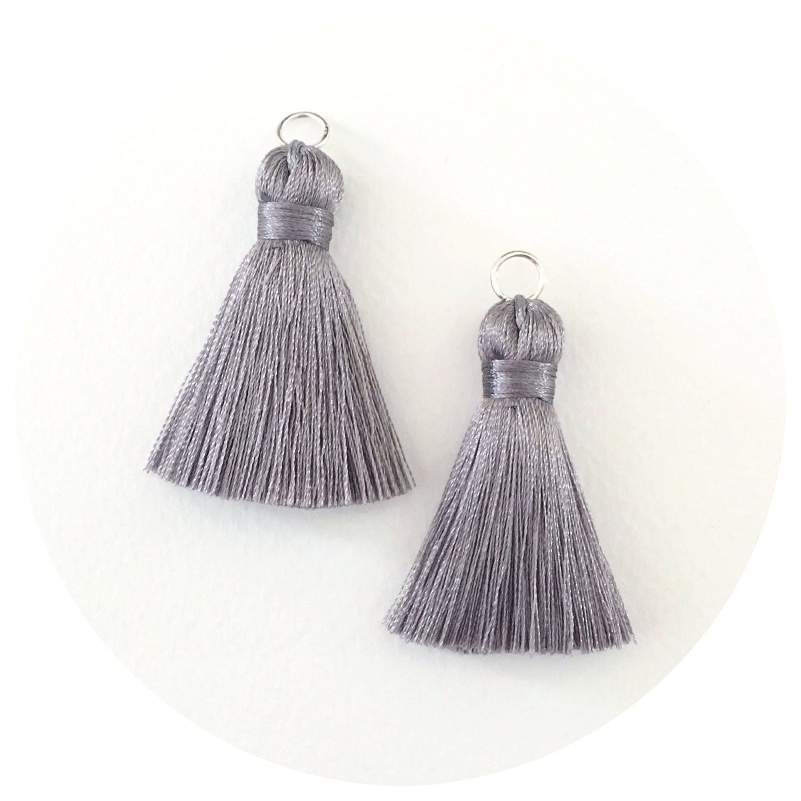 40mm Silk Tassels - Medium Grey (8703)- 2pack - 8703
