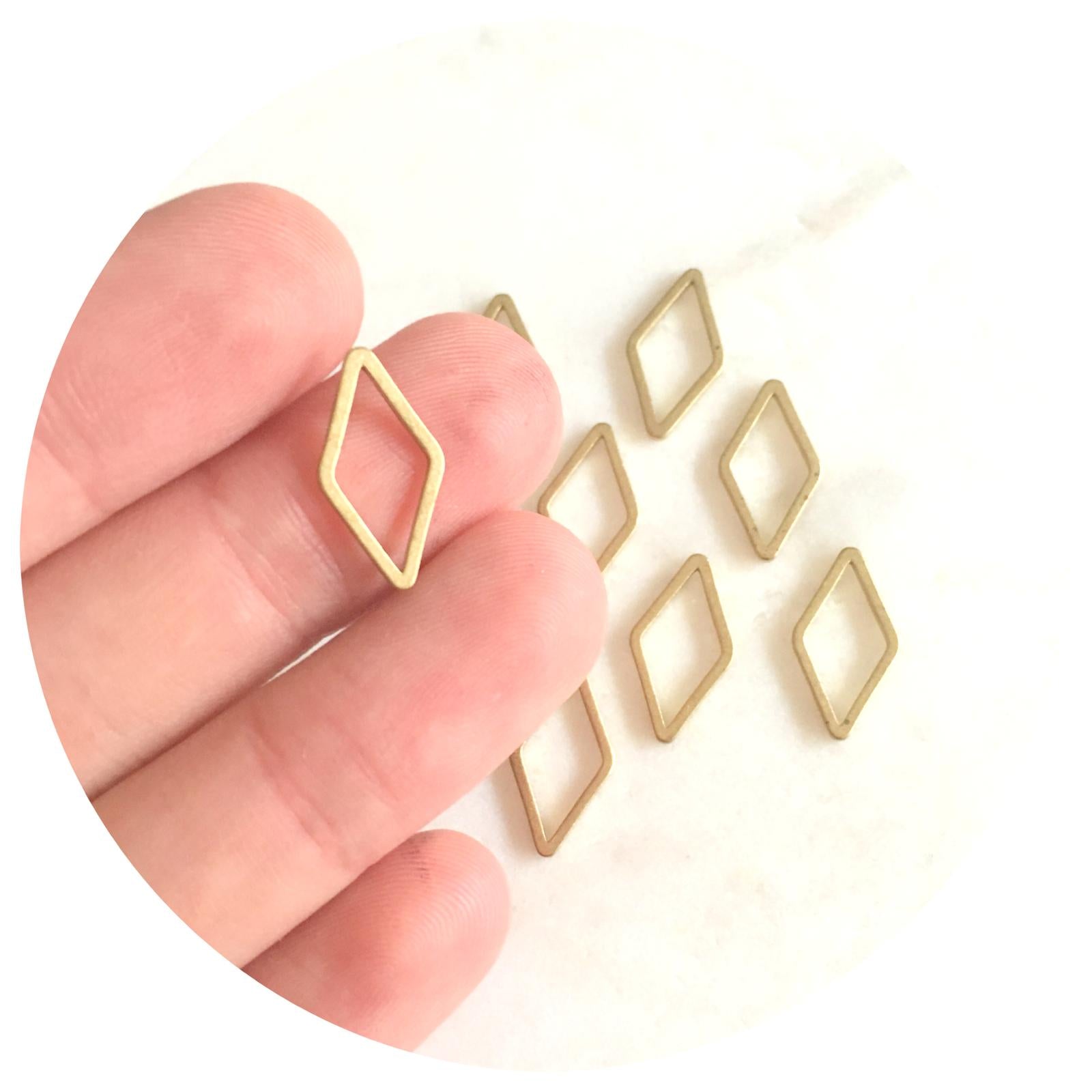 10mm Diamond Connector - Raw Brass - 2 pcs - D058