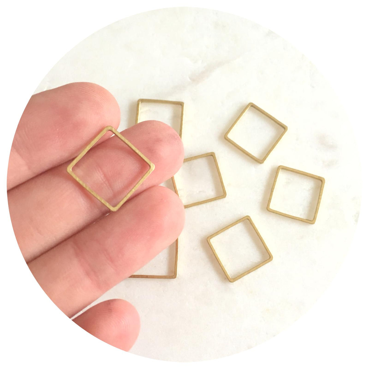 14mm Open Square Connector - Raw Brass - 2 pcs - BS1118