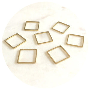 14mm Open Square Connector - Raw Brass - 2 pcs - BS1118