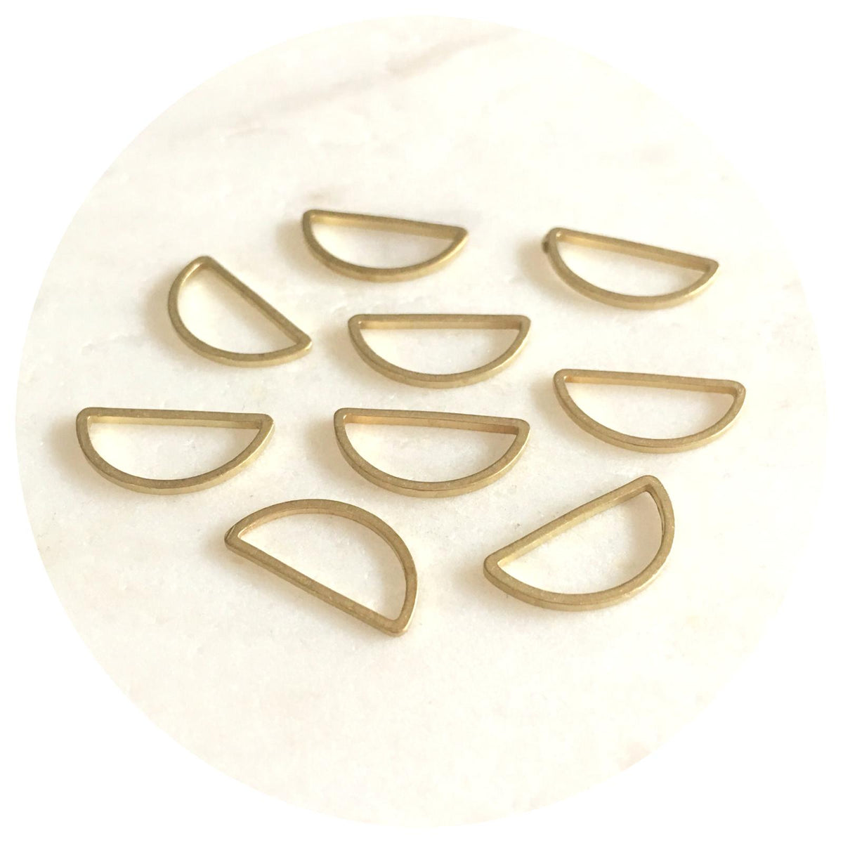 16mm x 8mm Half Circle Connector - Raw Brass - 2 pcs - D008