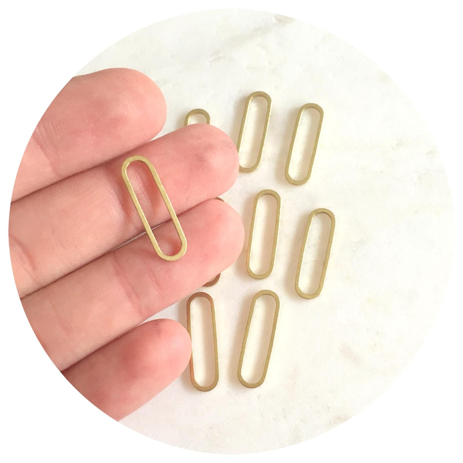 20mm Long Oval Connector - Raw Brass - 2 pcs - BS1857