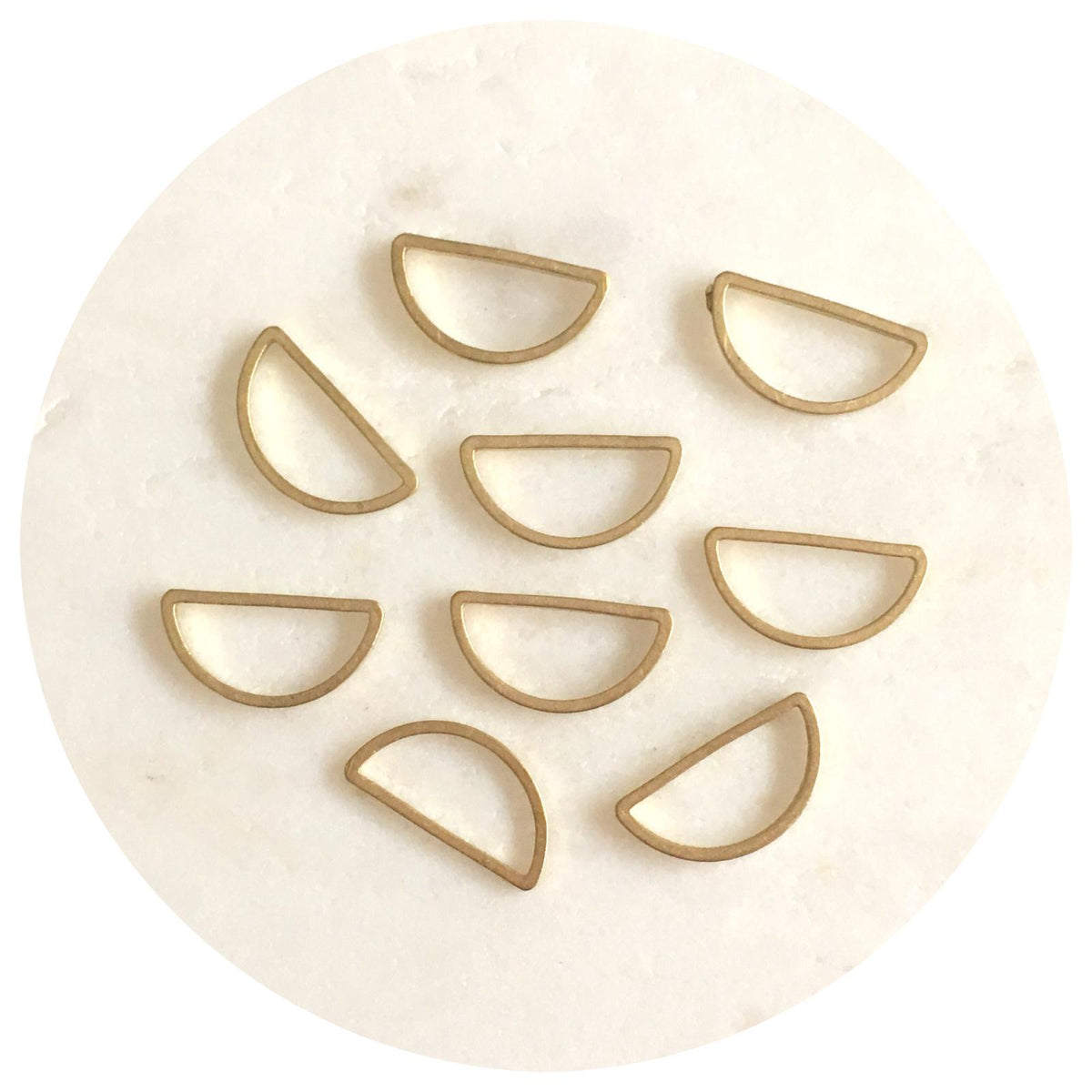 16mm x 8mm Half Circle Connector - Raw Brass - 2 pcs - D008