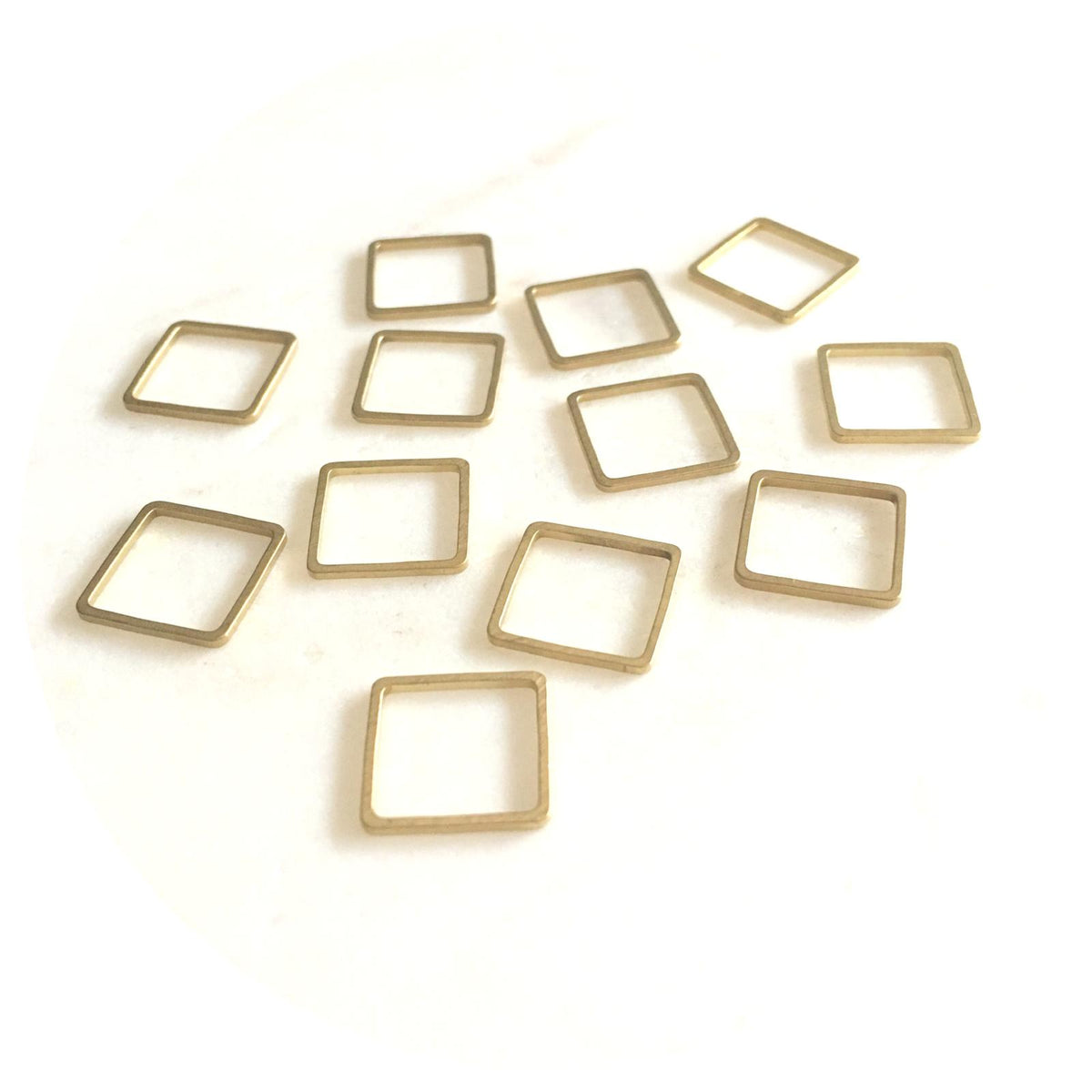 12mm Open Square Connector - Raw Brass - 2 pcs - BS1117