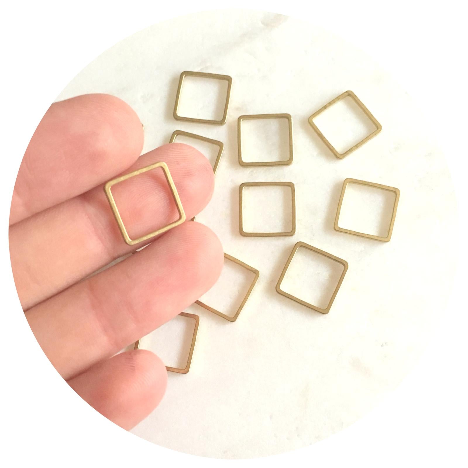 12mm Open Square Connector - Raw Brass - 2 pcs - BS1117