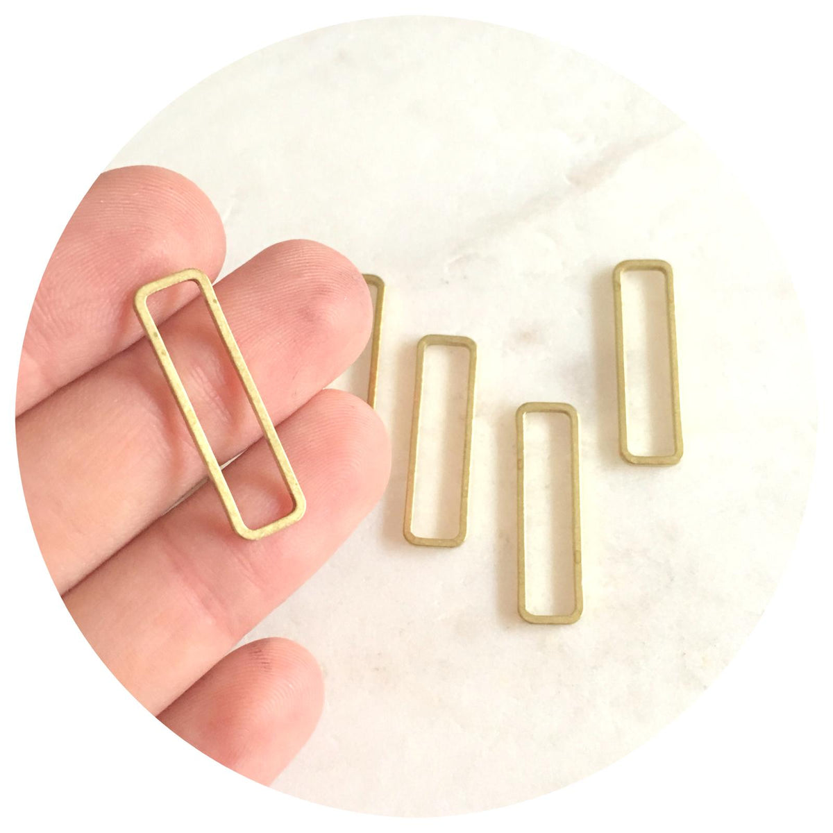 26mm Open Rectangle Connector - Raw Brass - 2 pcs - D166