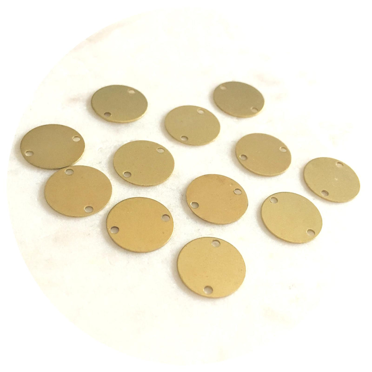 12mm Circle Connector 2 Holes - Raw Brass - 2 pcs - BRS69 A0255