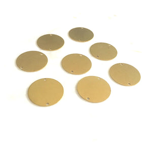 20mm Circle Connector 2 Holes - Raw Brass - 2 pcs - A0257