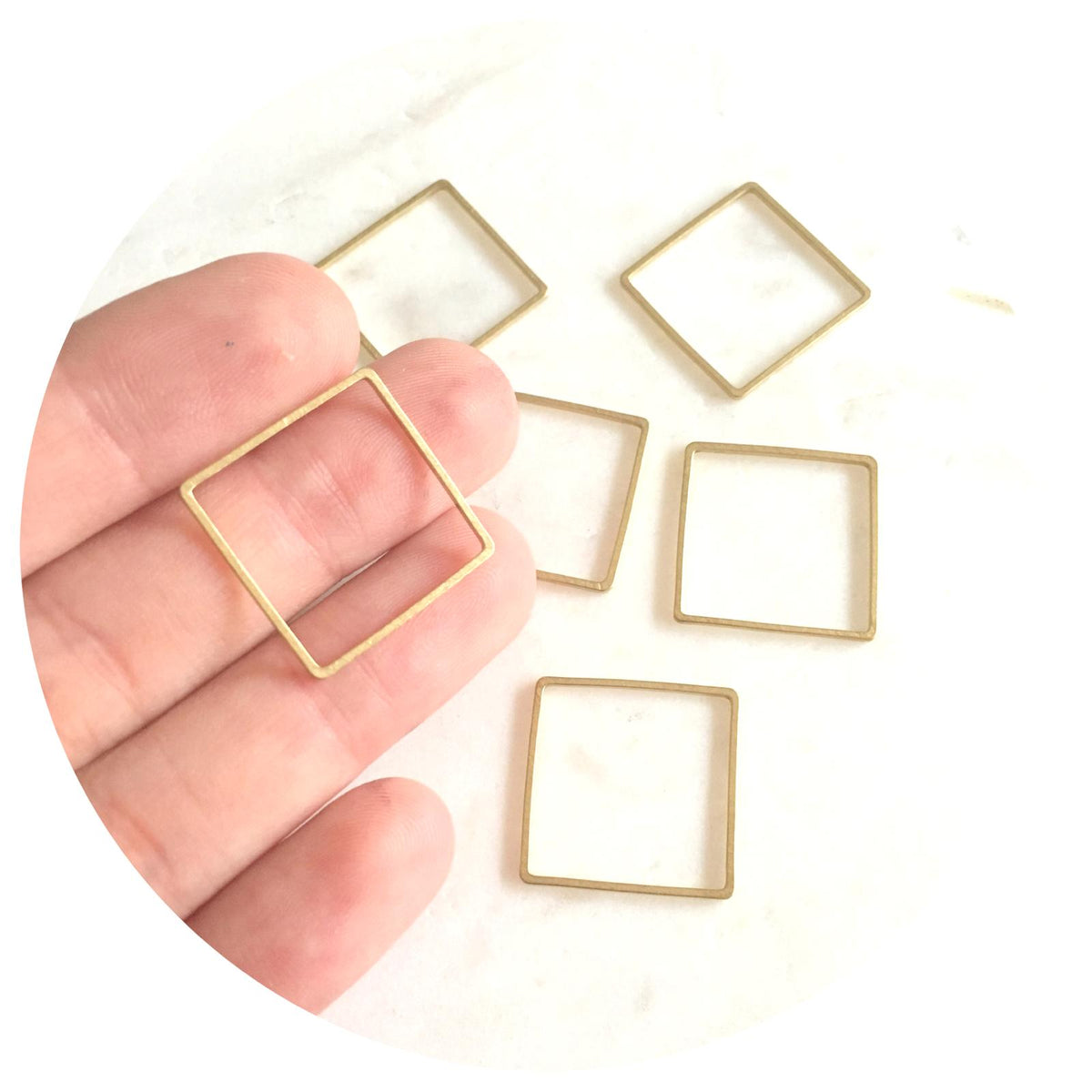 20mm Square Connector - Raw Brass - 2 pcs - BS1121