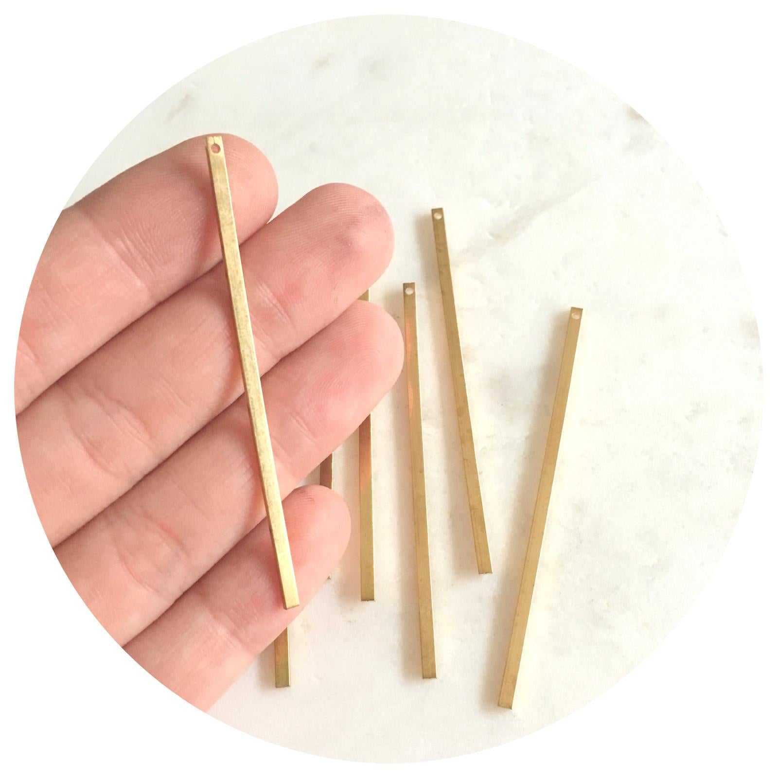60mm Skinny Bar Charm - Raw Brass - 2 pcs - BS1355