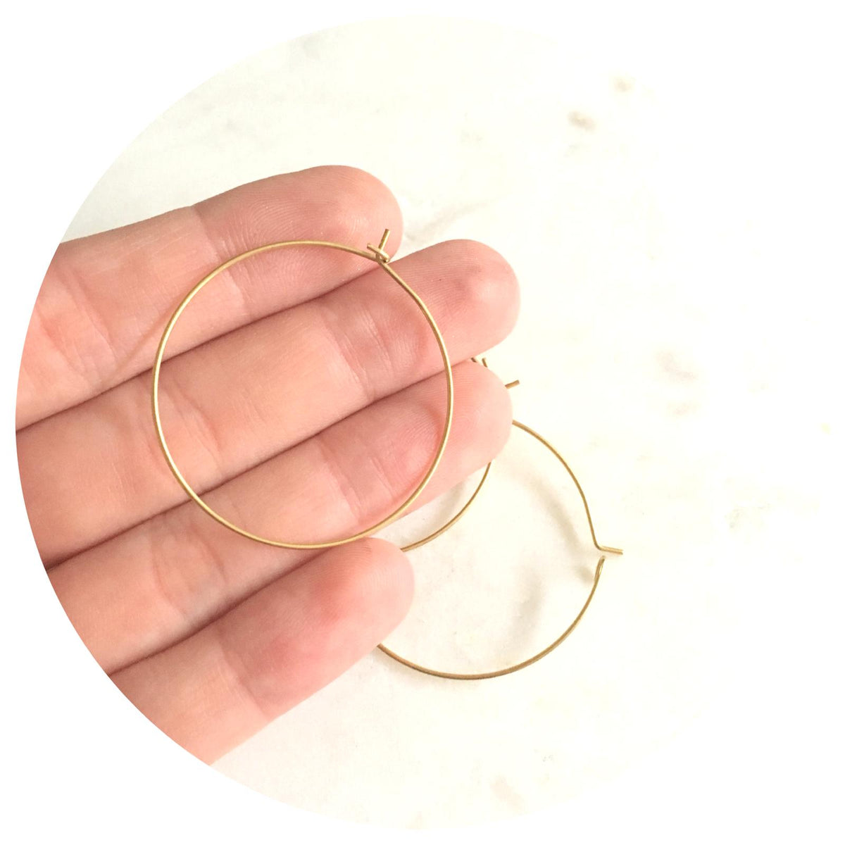 35mm Raw Brass Earring Wire Hoops - 2 pcs - E183