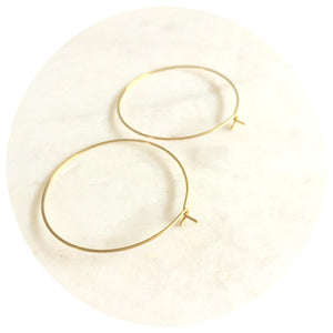 35mm Raw Brass Earring Wire Hoops - 2 pcs - E183