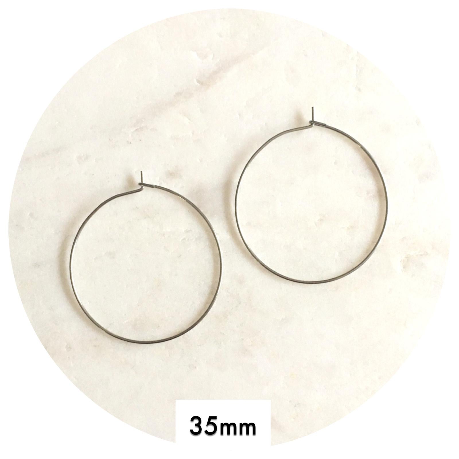 35mm Stainless Steel Earring Wire Hoops - 2 pcs - BS2265