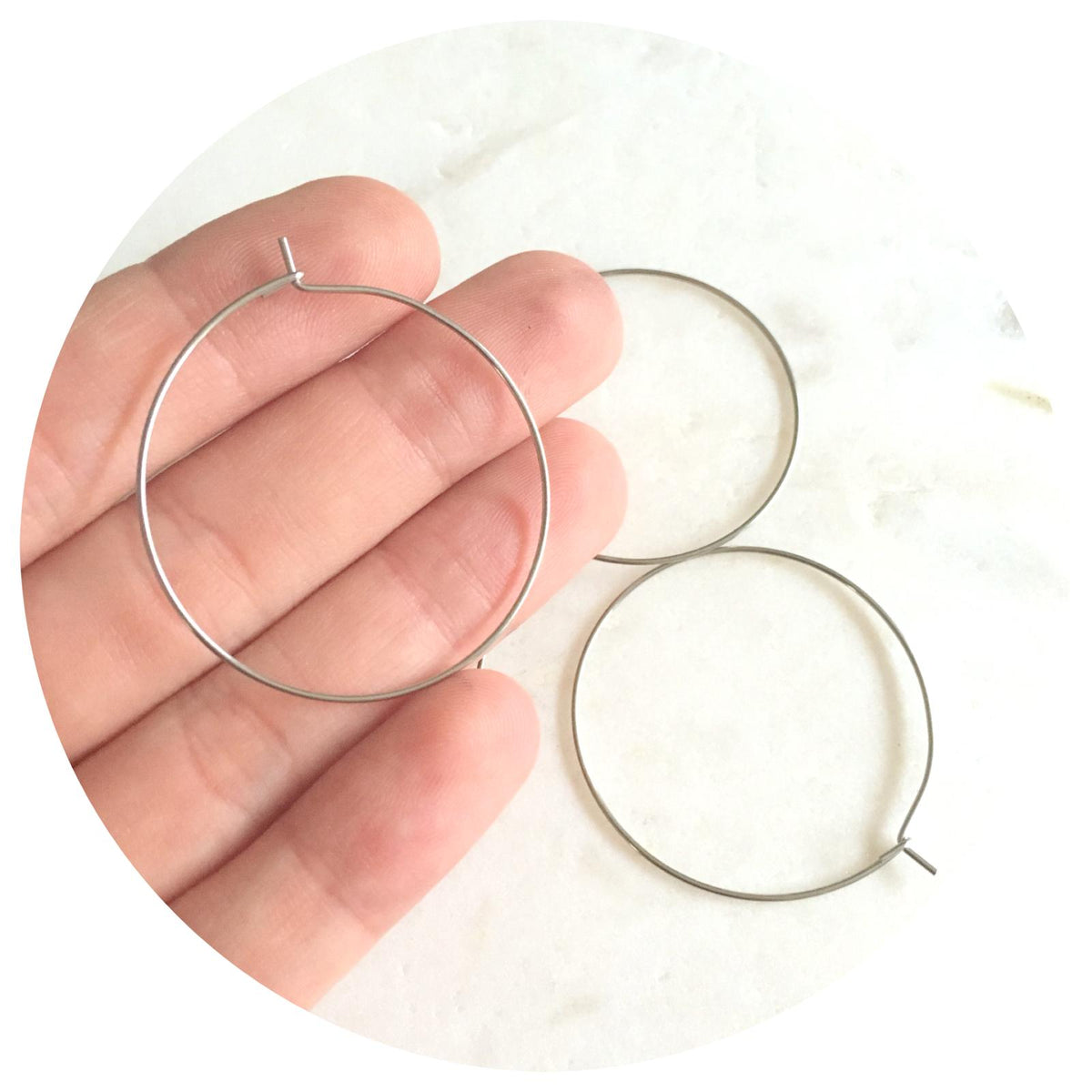 35mm Stainless Steel Earring Wire Hoops - 2 pcs - BS2265