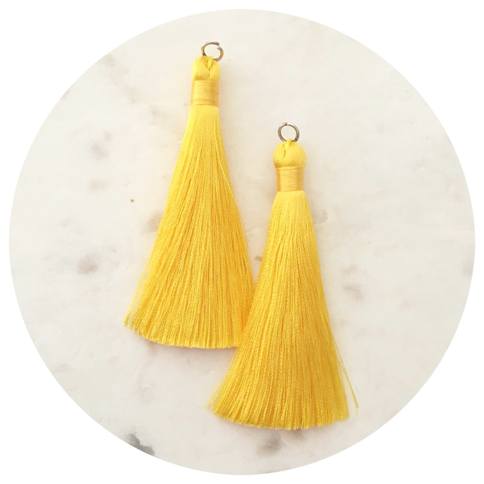 80mm Silk Tassels - Lemon Yellow - 2pack - 6315