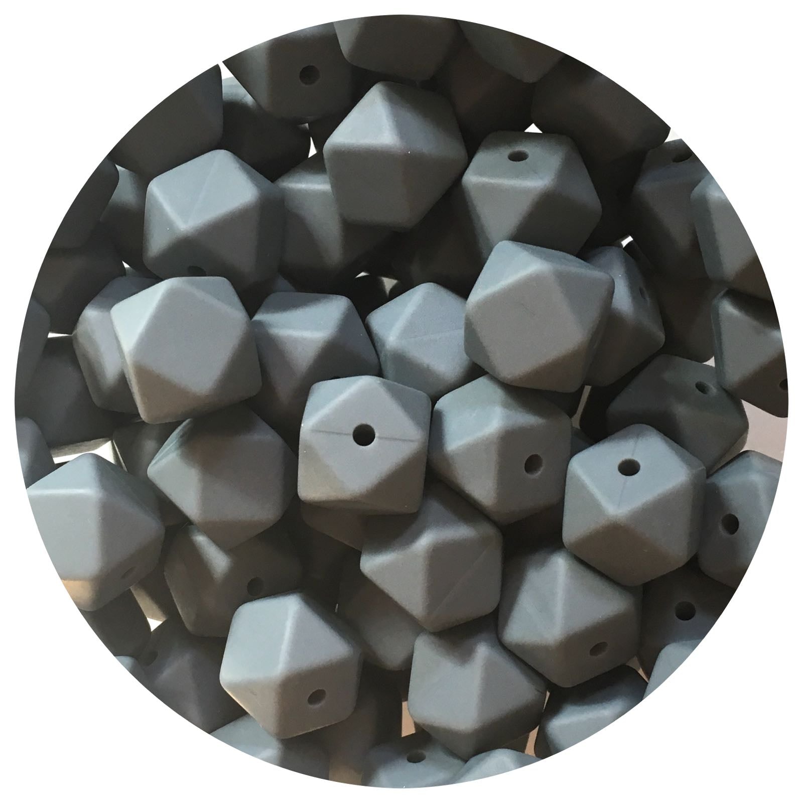 Dark Grey - 14mm Mini Hexagon - 5 beads