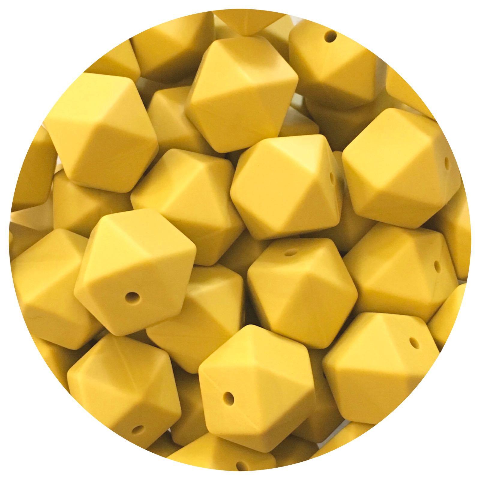 Mustard Yellow - 17mm Hexagon - 10 Beads