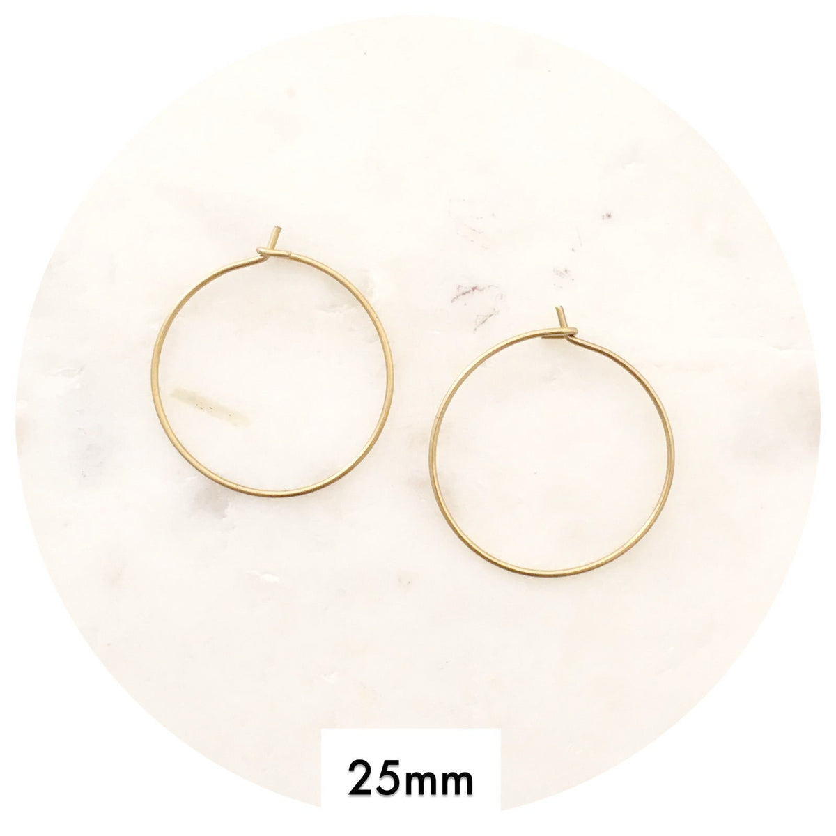 25mm Earring Wire Hoops - Raw Brass - 2 pcs (E185)