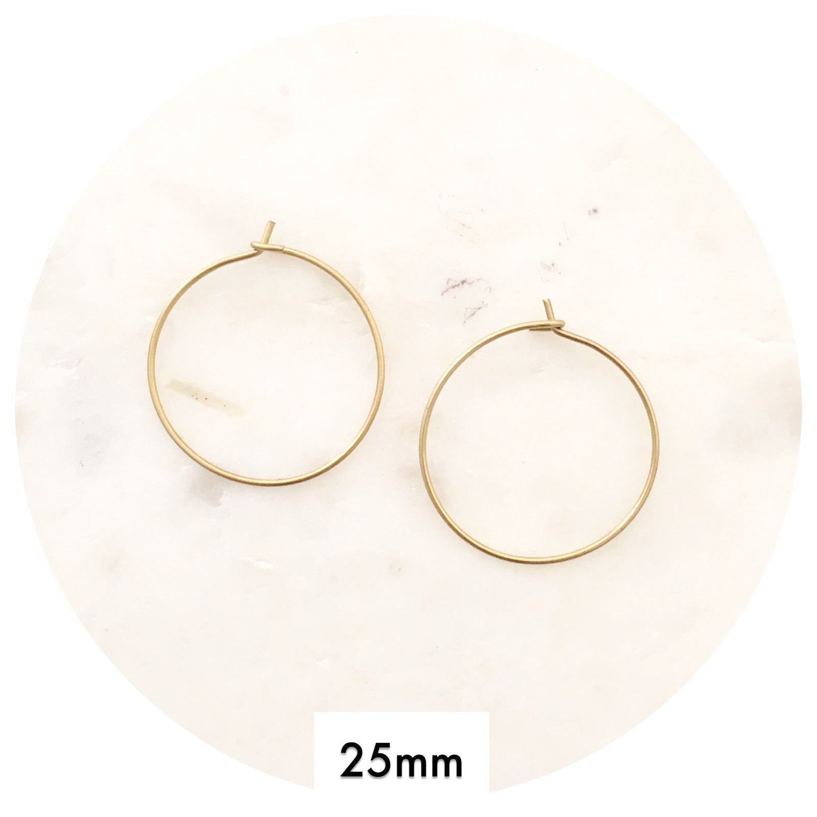 25mm Earring Wire Hoops - Raw Brass - 2 pcs (E185)