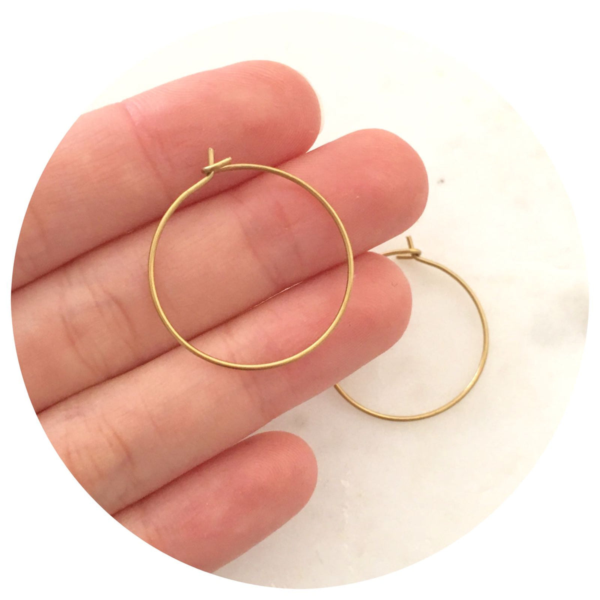 25mm Earring Wire Hoops - Raw Brass - 2 pcs (E185)