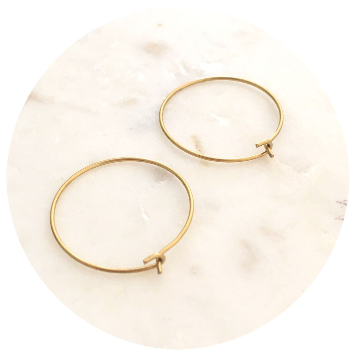25mm Earring Wire Hoops - Raw Brass - 2 pcs (E185)