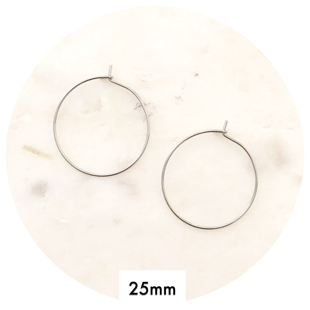 25mm Stainless Steel Earring Wire Hoops - 2 pcs (BS2266)