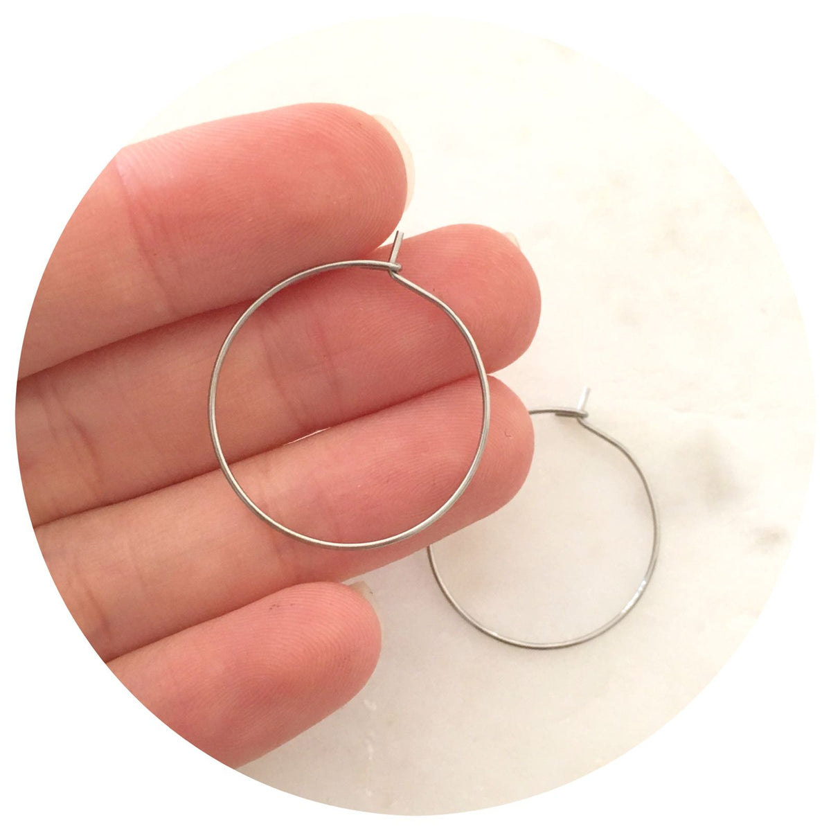 25mm Stainless Steel Earring Wire Hoops - 2 pcs (BS2266)