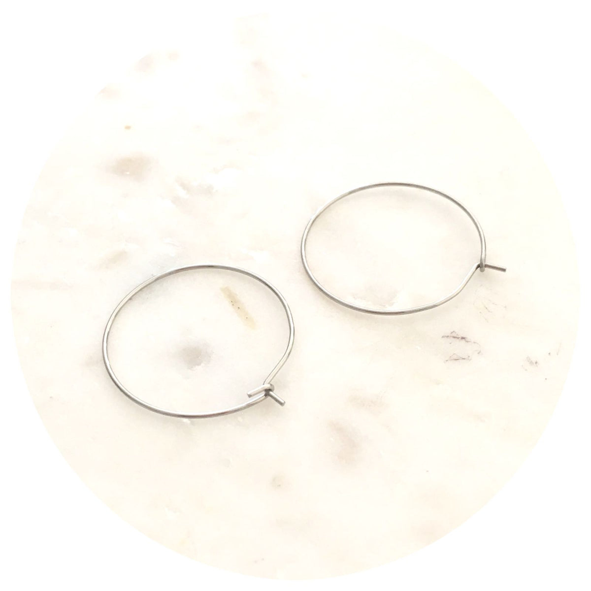 25mm Stainless Steel Earring Wire Hoops - 2 pcs (BS2266)