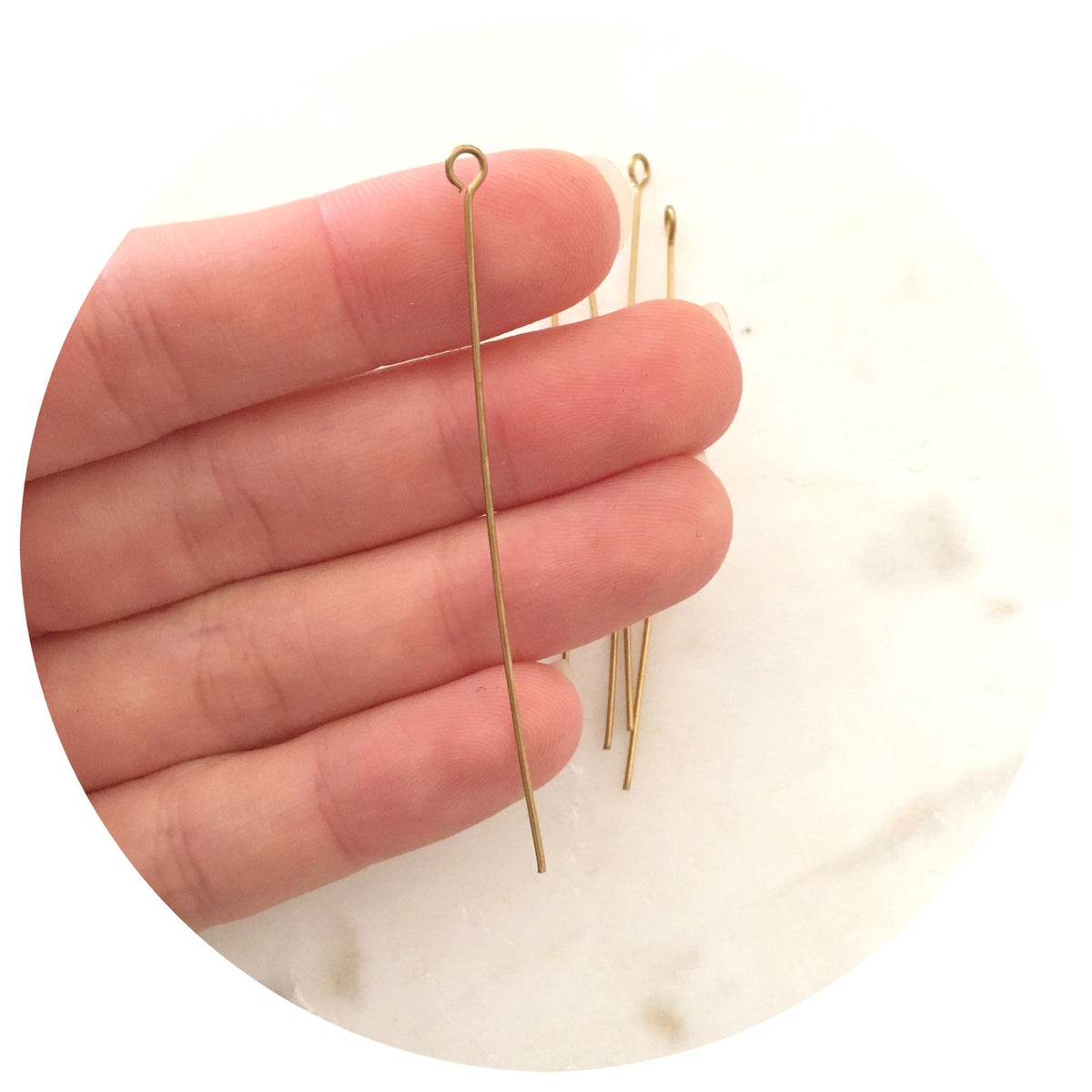 60mm Eye Pins Findings - Raw Brass - 10 pcs - BS1157