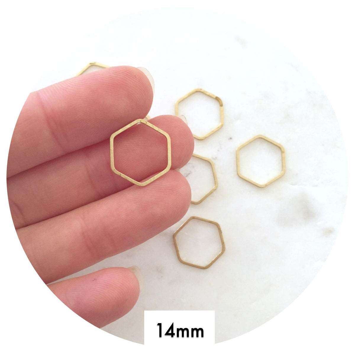 14mm Open Hexagon Connector - Raw Brass - 2 pcs - BS1172