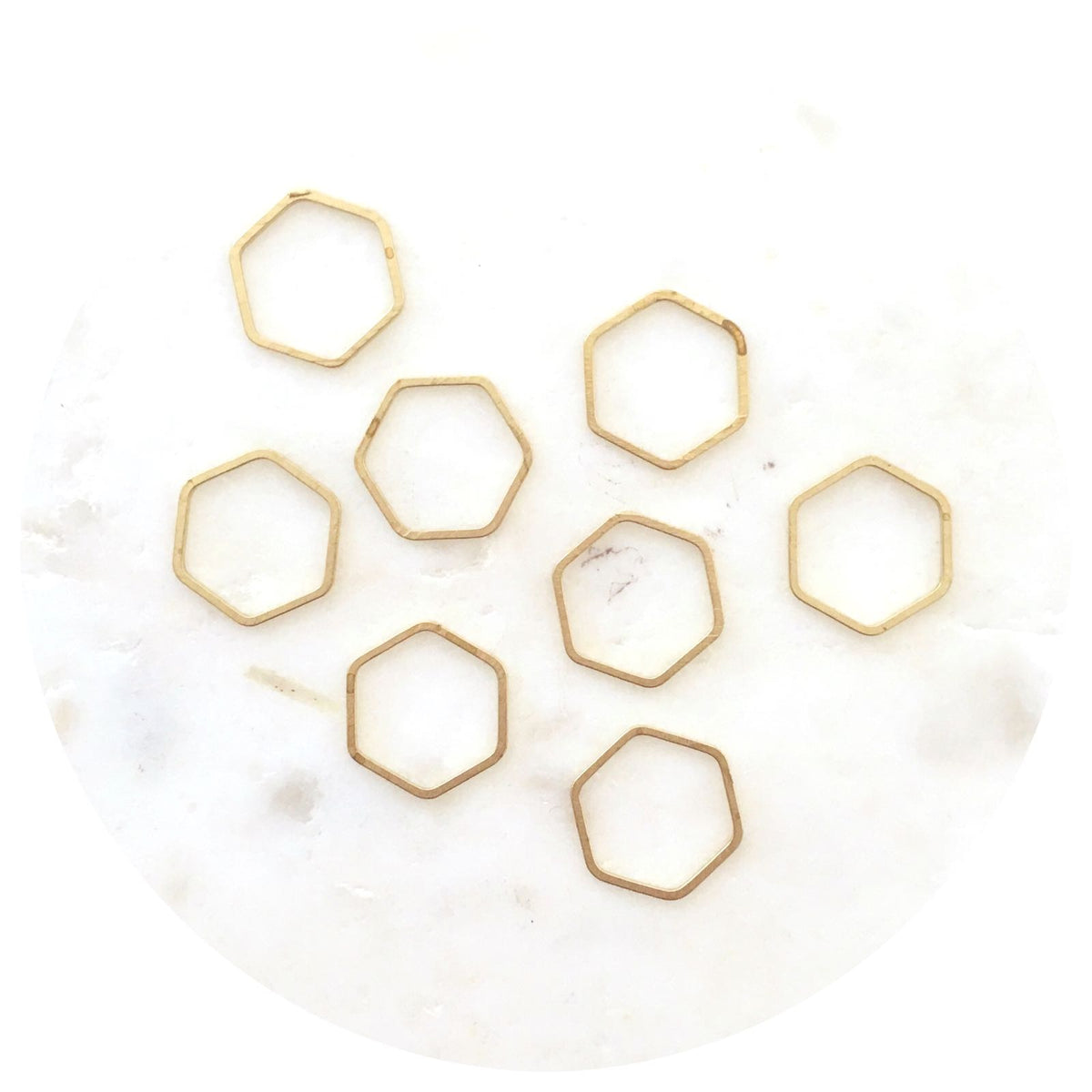 14mm Open Hexagon Connector - Raw Brass - 2 pcs - BS1172