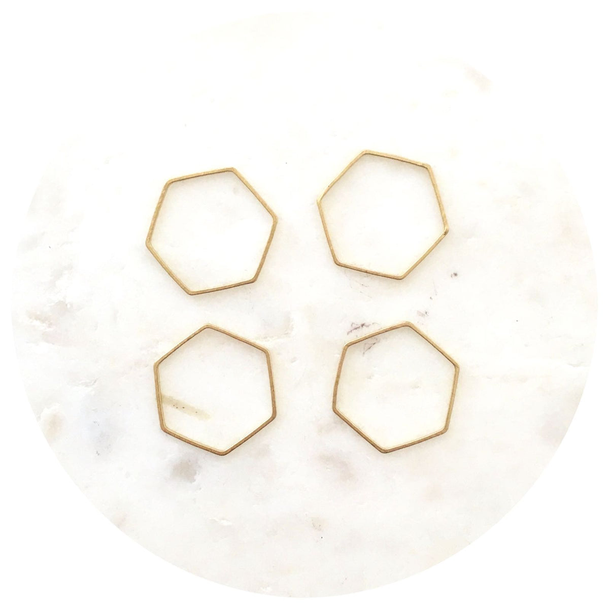 18mm Open Hexagon Connector - Raw Brass - 2 pcs - BS1203