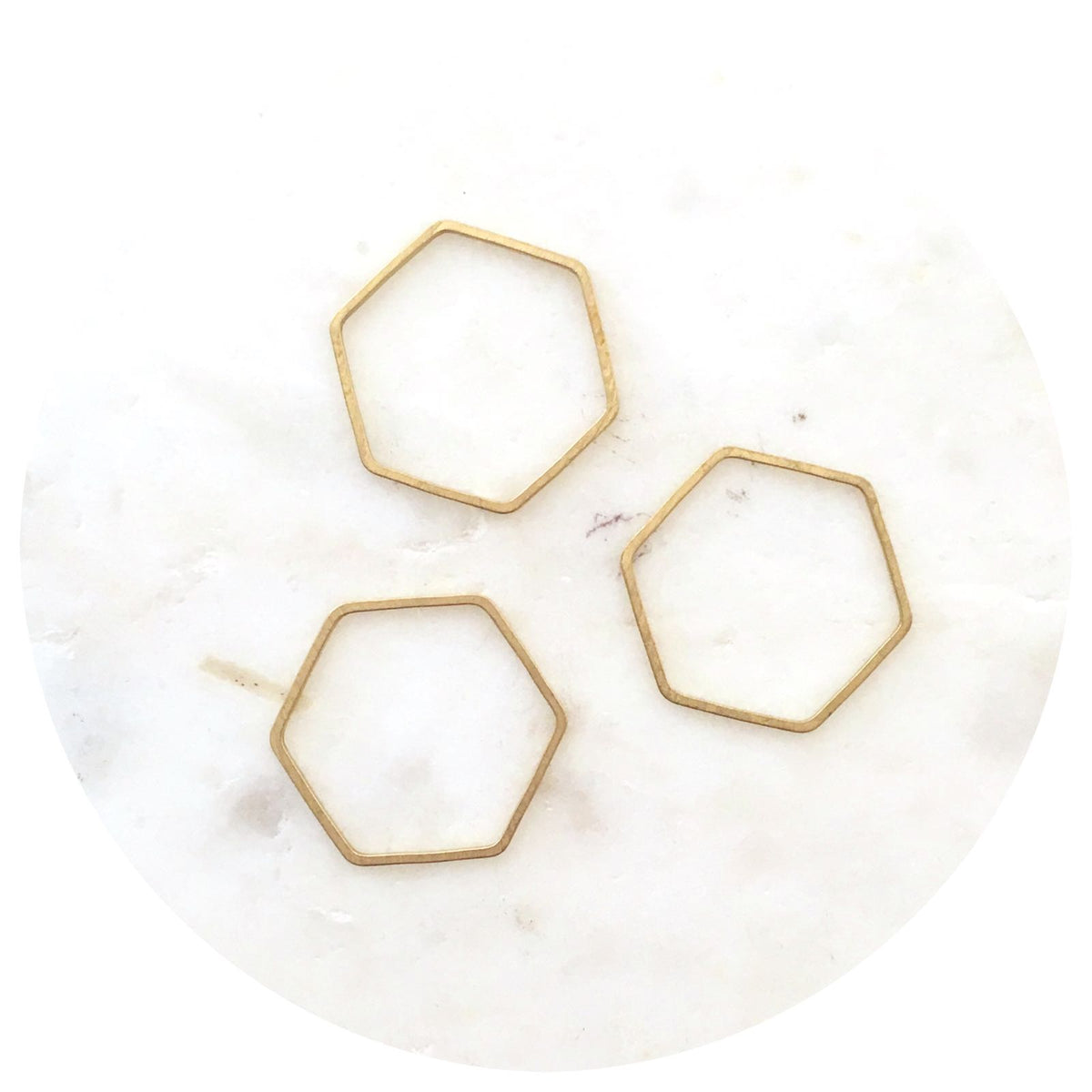 20mm Open Hexagon Connector - Raw Brass - 2 pcs - BS1175