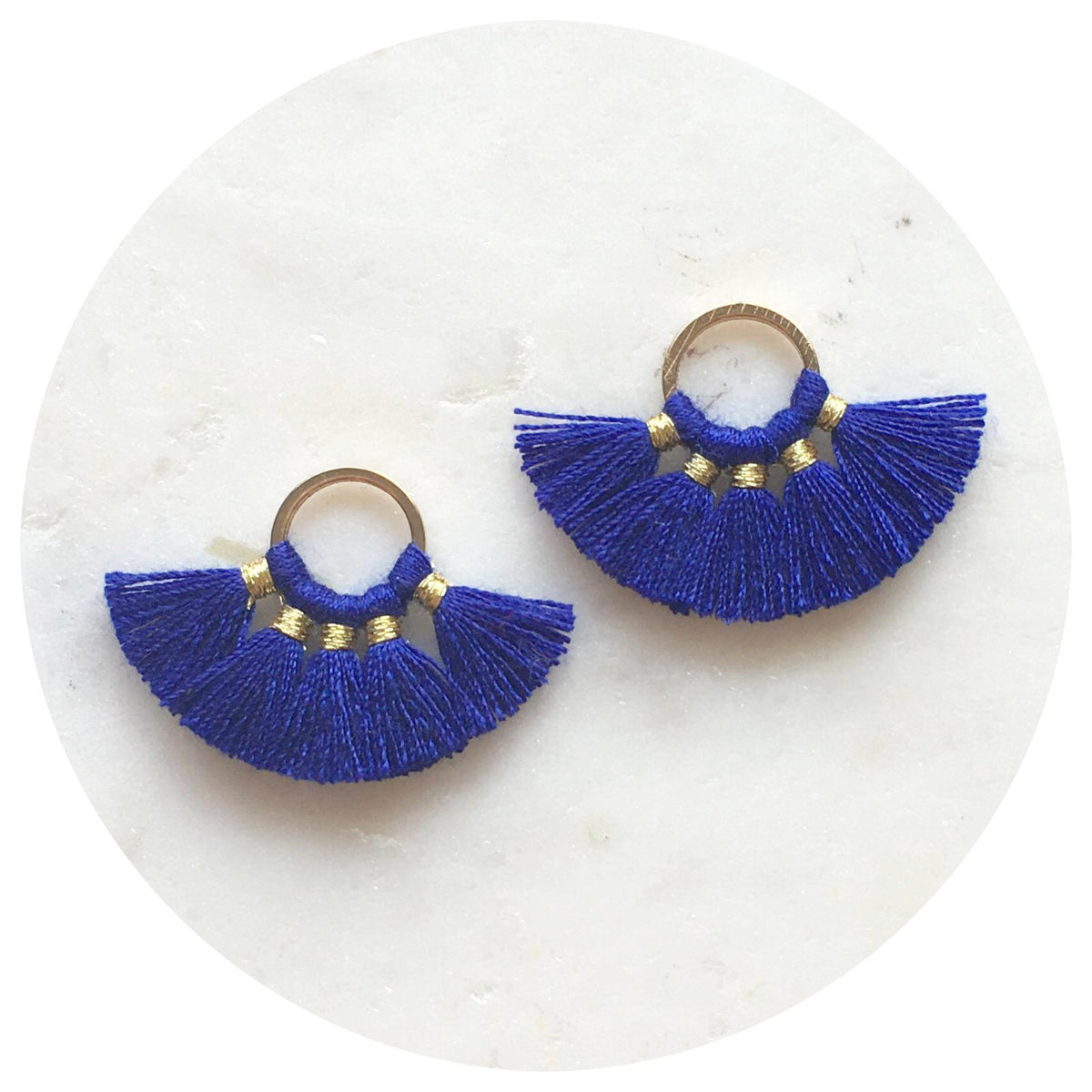 Mini Fan Cotton Tassel - Royal Blue - 2 pcs - 12116