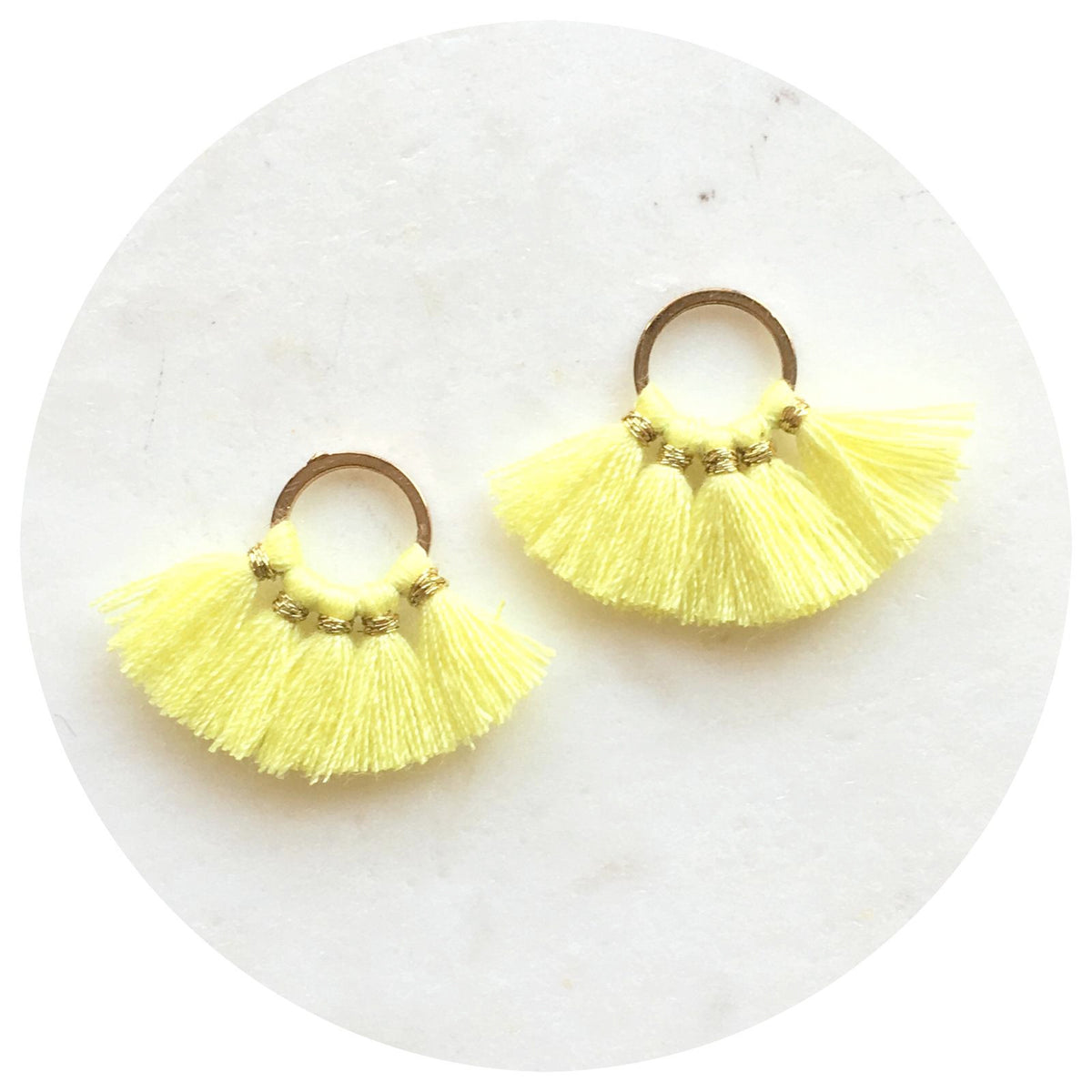 Mini Fan Cotton Tassel - Buttery Yellow - 2 pcs - B0105203