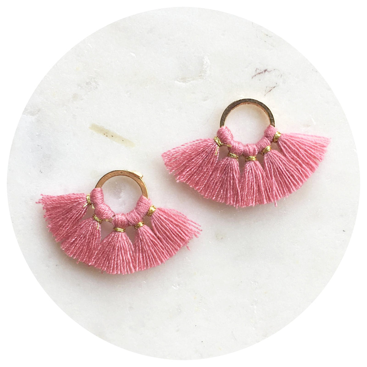 Mini Fan Cotton Tassel - Dusky Rose - 2 pcs - L12111