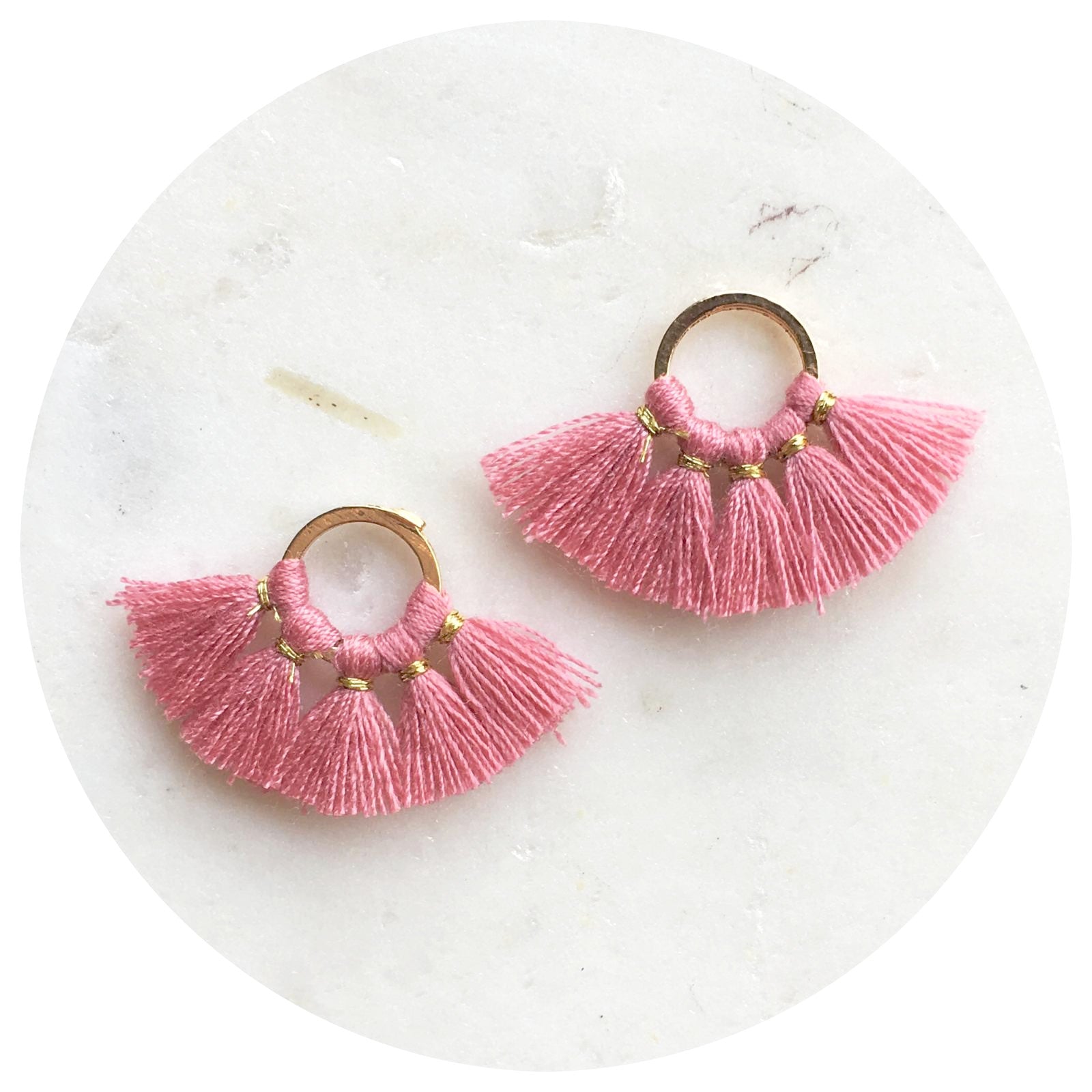 Mini Fan Cotton Tassel - Dusky Rose - 2 pcs - L12111