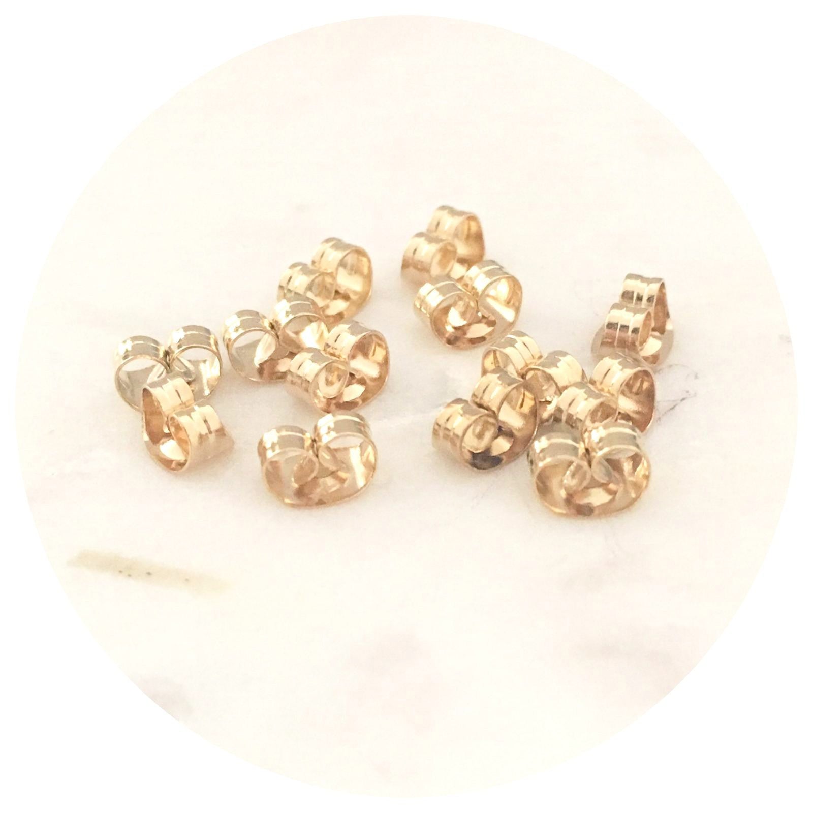 Gold Stainless Steel Earring Posts Butterfly Backs Ear Nuts - 100 pcs