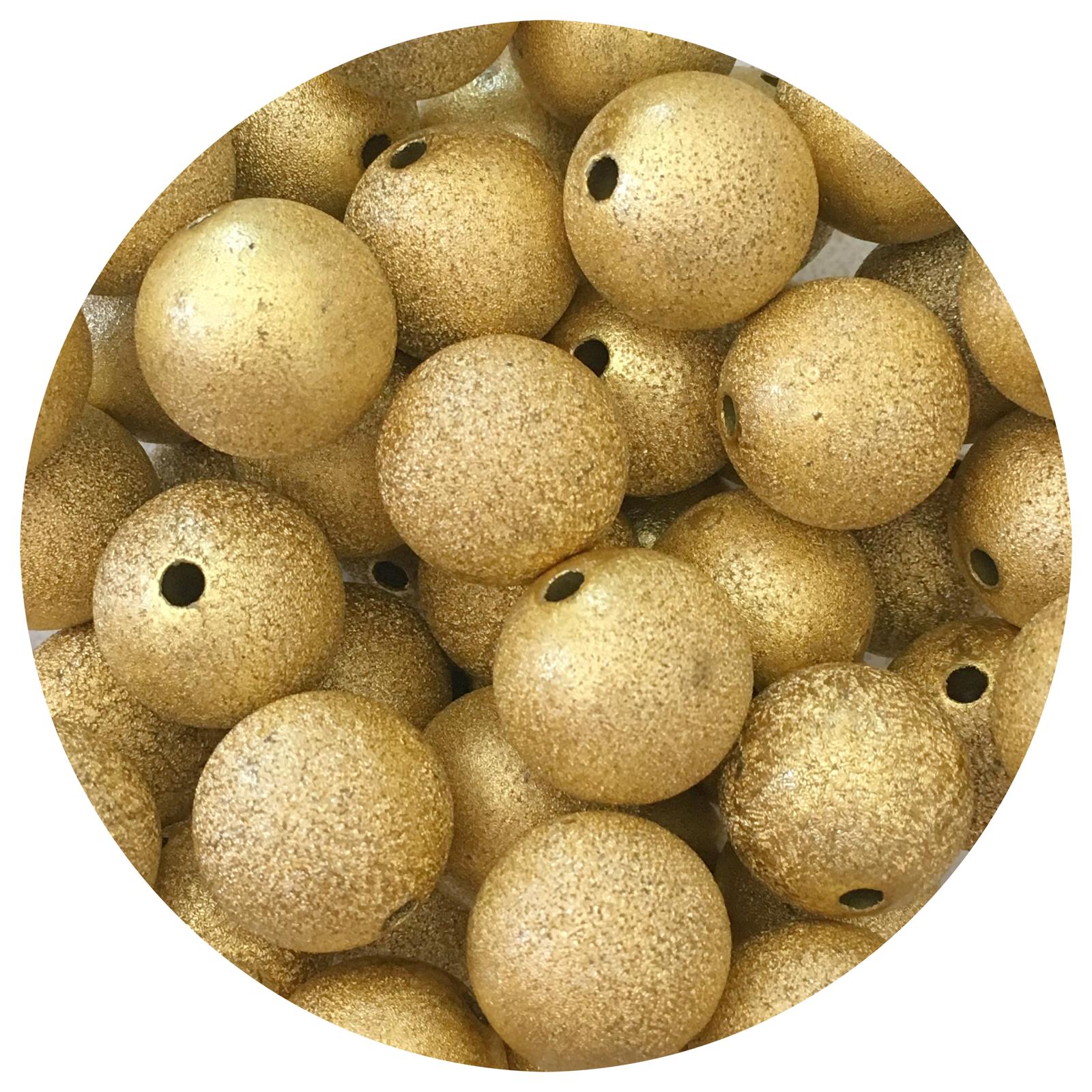 20mm Gold Stardust Round Acrylic Beads - 5 Beads