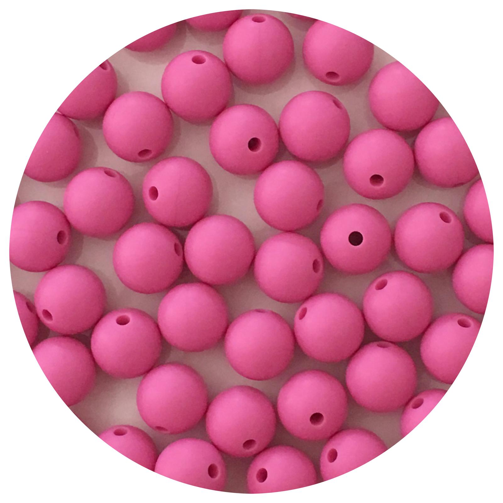 Orchid Pink - 12mm Round Silicone Beads - 10 beads