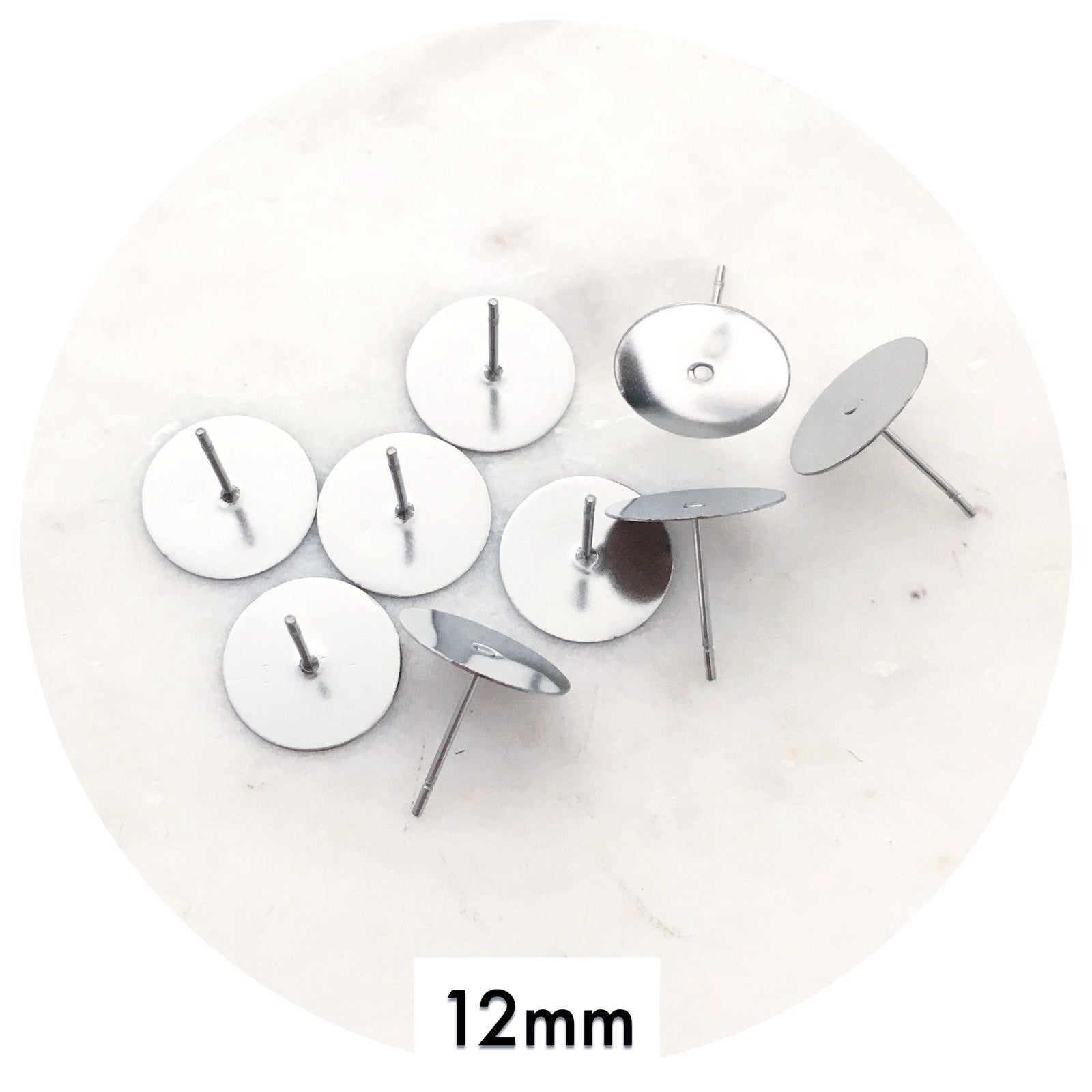 12mm Surgical Steel Earring Stud Posts - 50 pcs
