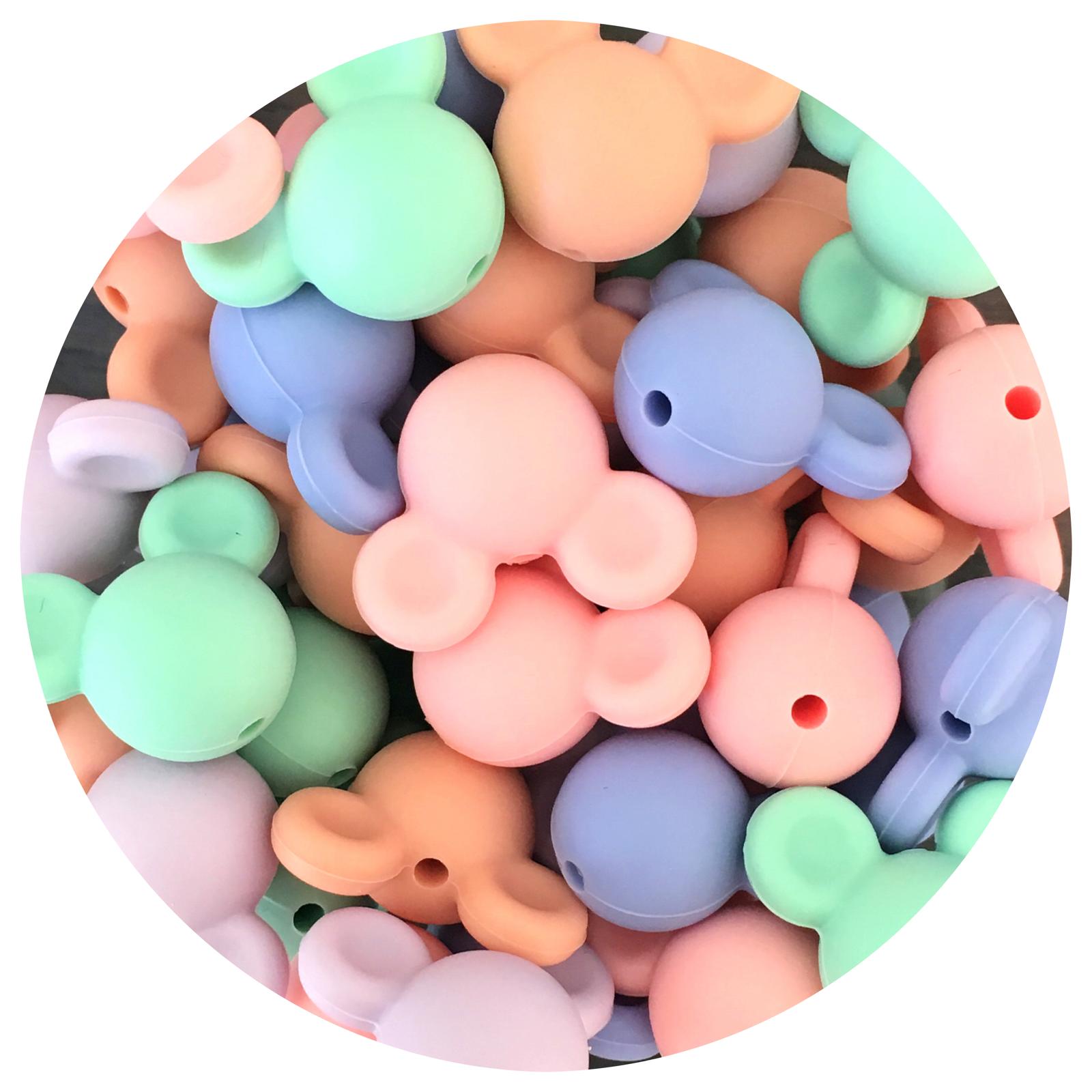 Pastel Mix - Mouse Head - Powder Blue, Mint Green, Lilac, Candy Pink, Peach - 25pack