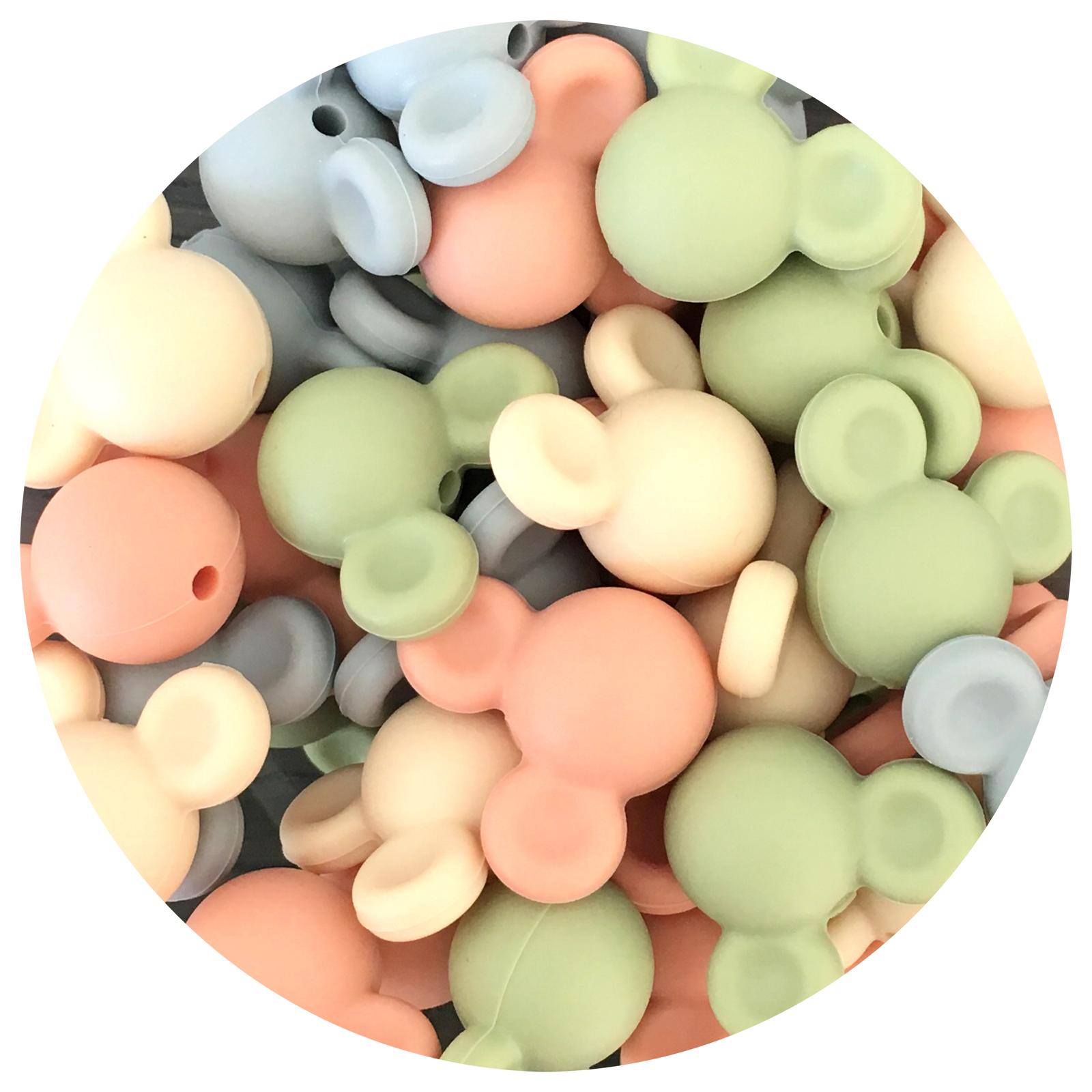 Autumn Mix - Mouse Head - Sage Green, Peach, Light Grey, Beige - 20pack