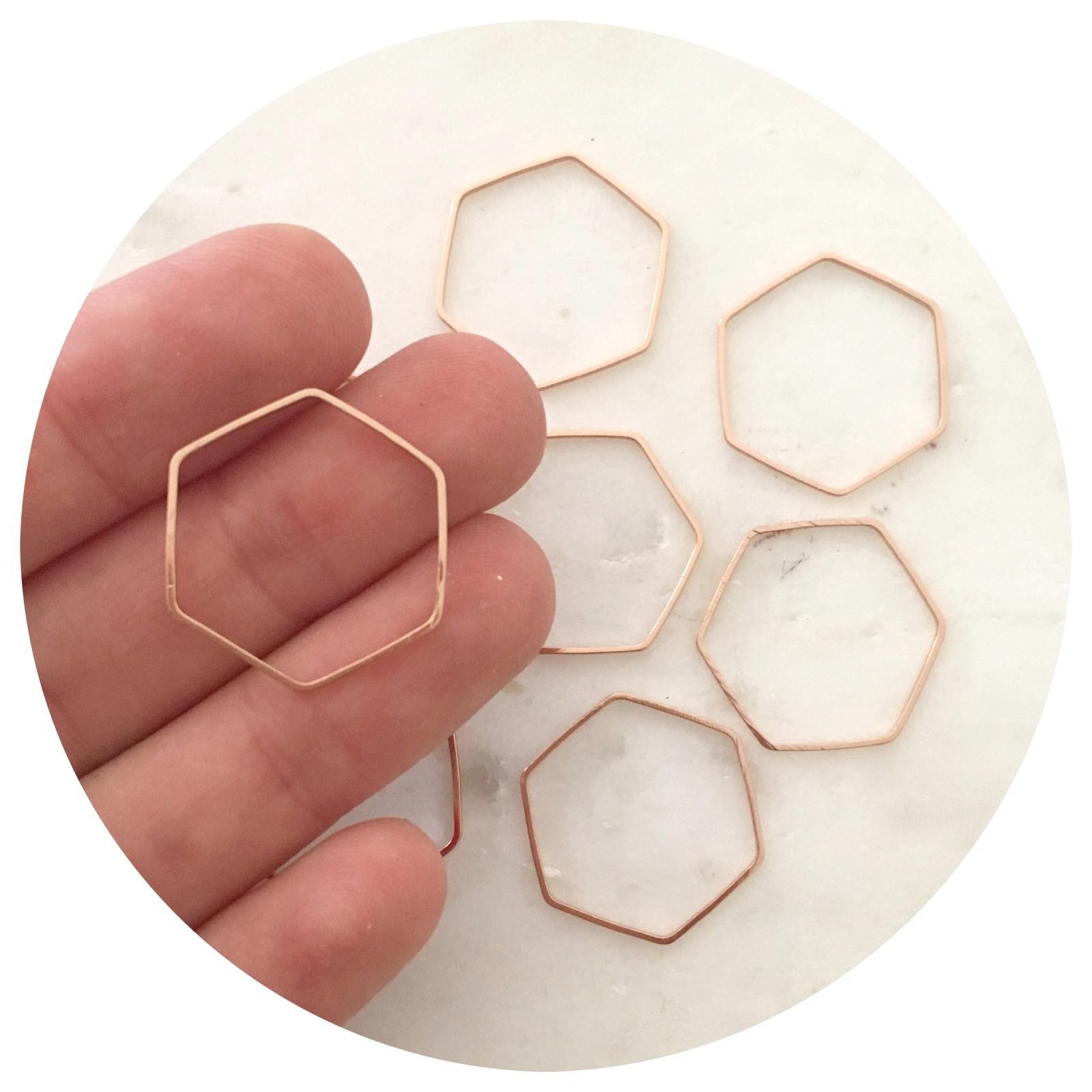 20mm Open Hexagon Connector - Rose Gold - 2 pcs - BS1175