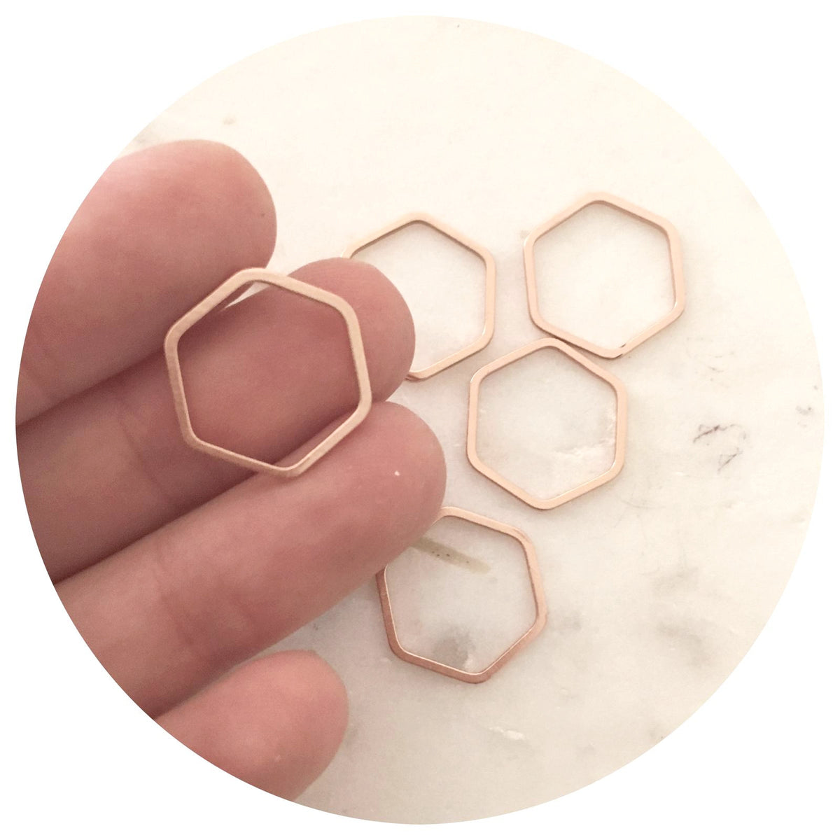 16mm Open Hexagon Connector - Rose Gold - 2 pcs - BS1223