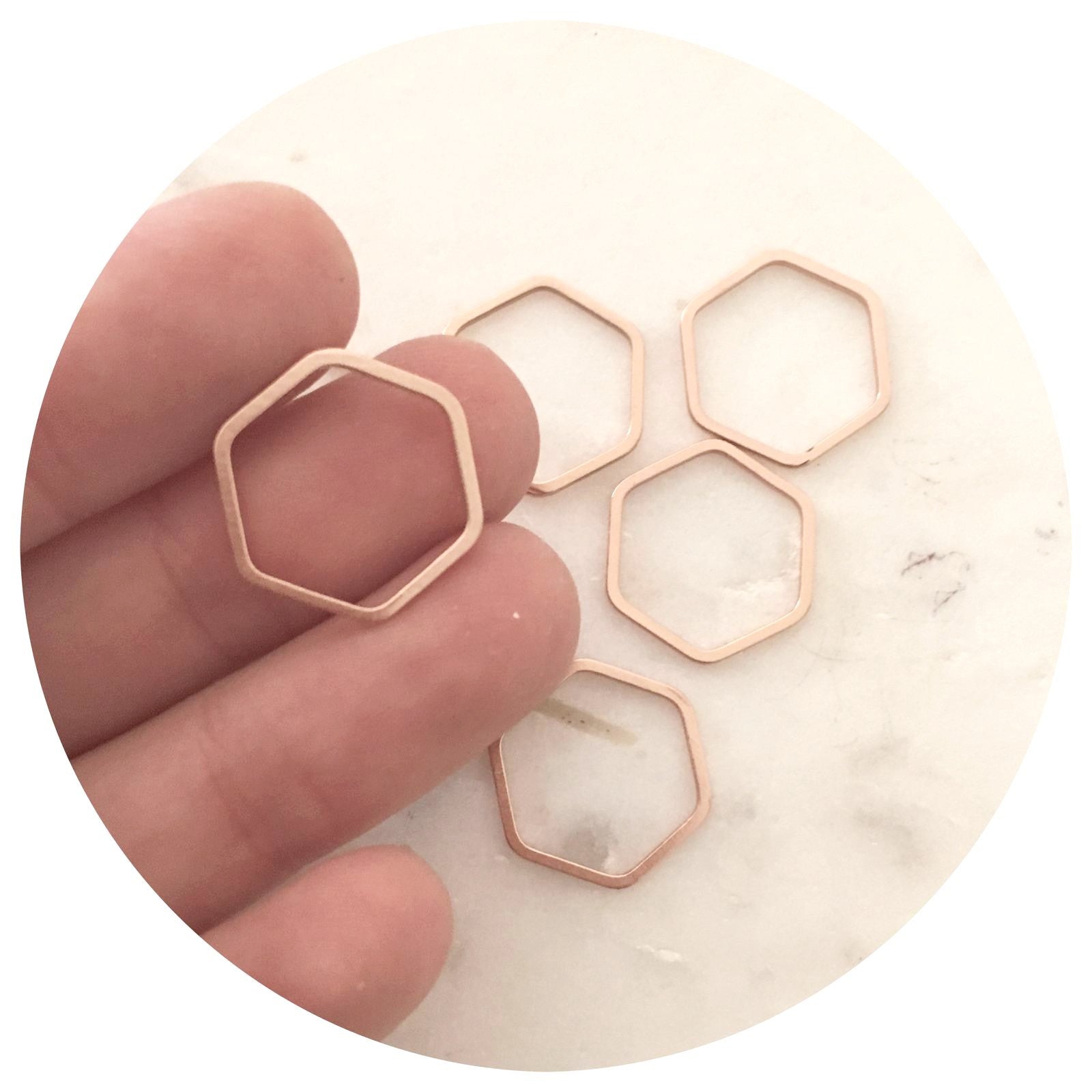 16mm Open Hexagon Connector - Rose Gold - 2 pcs - BS1223