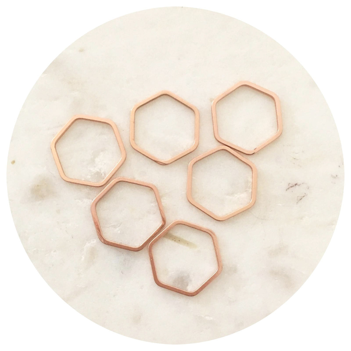 16mm Open Hexagon Connector - Rose Gold - 2 pcs - BS1223