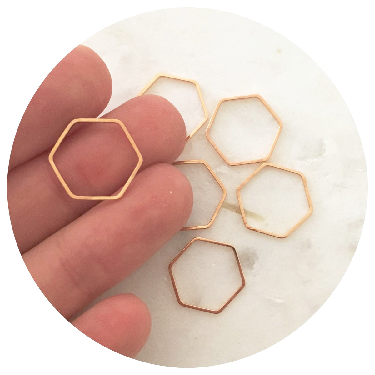 14mm Open Hexagon Connector - Rose Gold - 2 pcs - BS1222